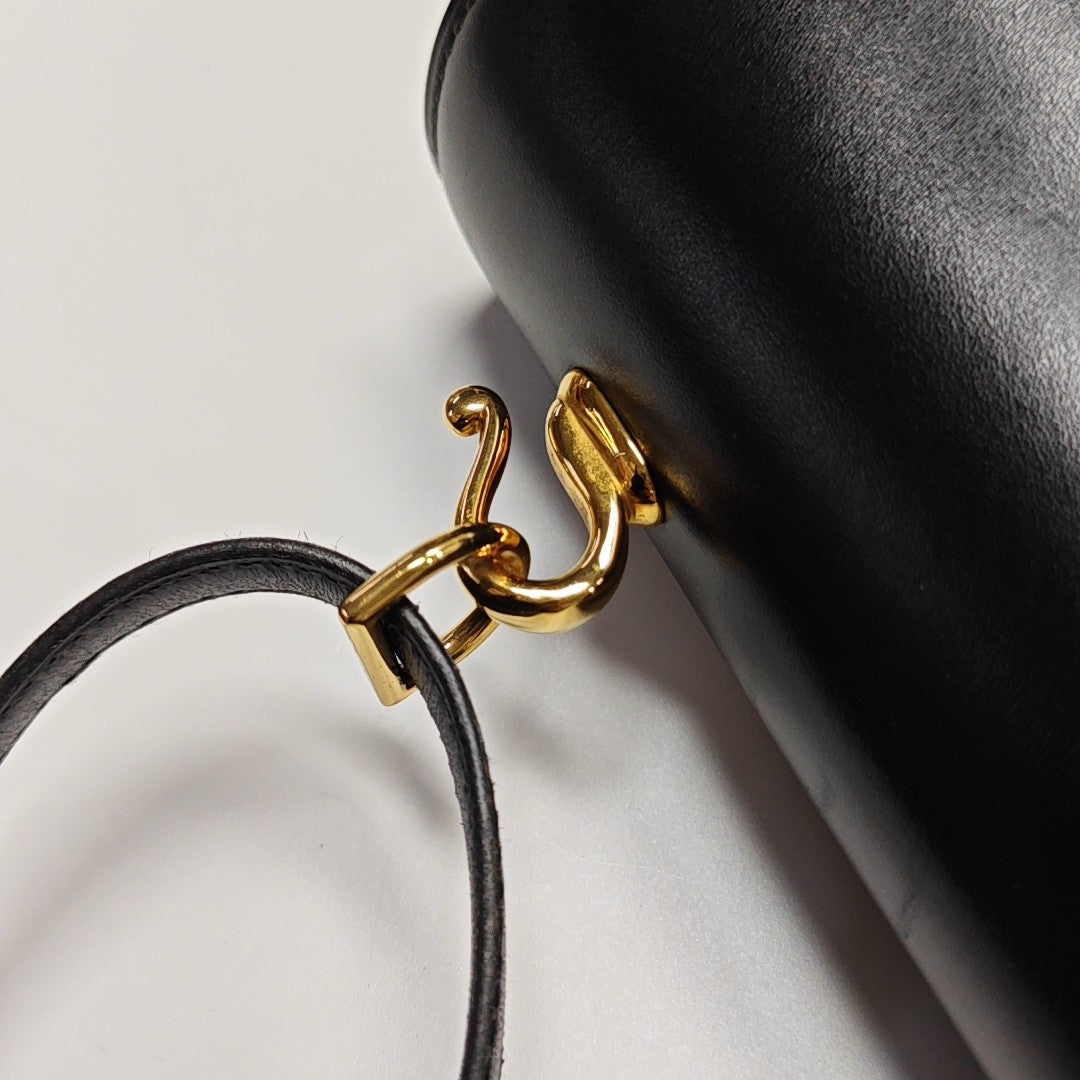 Box Calf Shoulder Bag Black