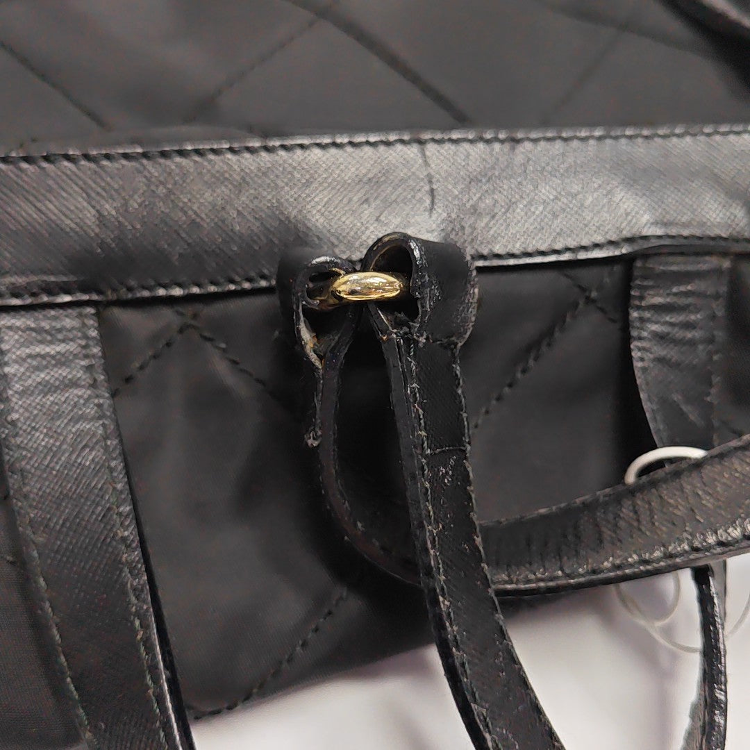 Quilted Nylon Backpack Black