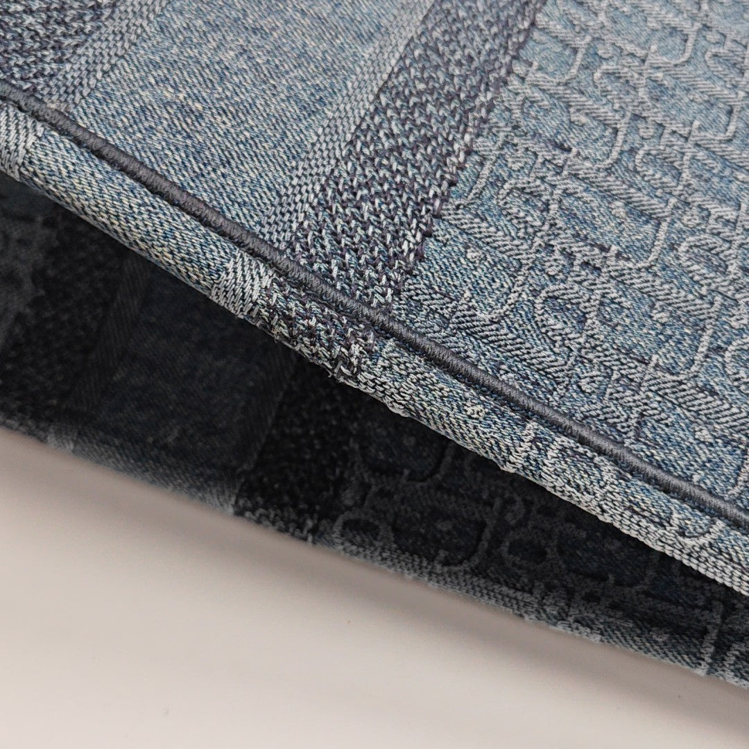 Book Tote Large Oblique Canvas Blue