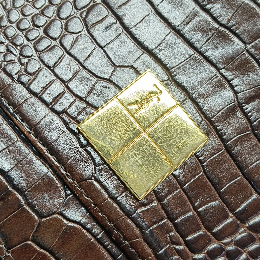 Calfskin Top Handle Bag Brown