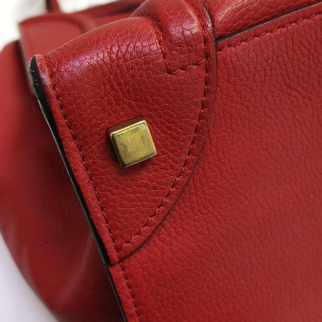 Authenticated pre-owned  LUGGAGE Mini Calfskin Red - Tote Bag at Looply