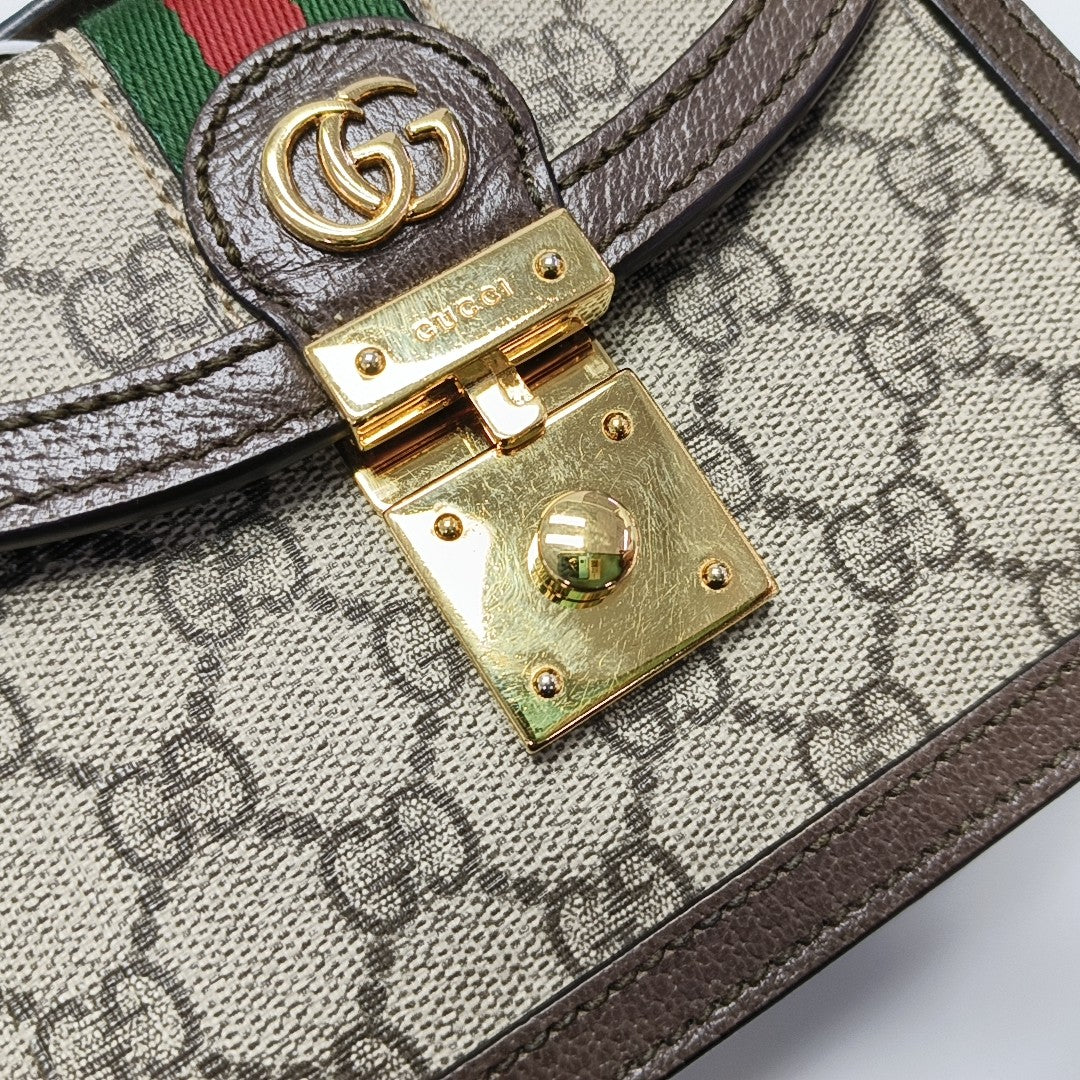Ophidia Mini Monogram Coated Canvas Beige