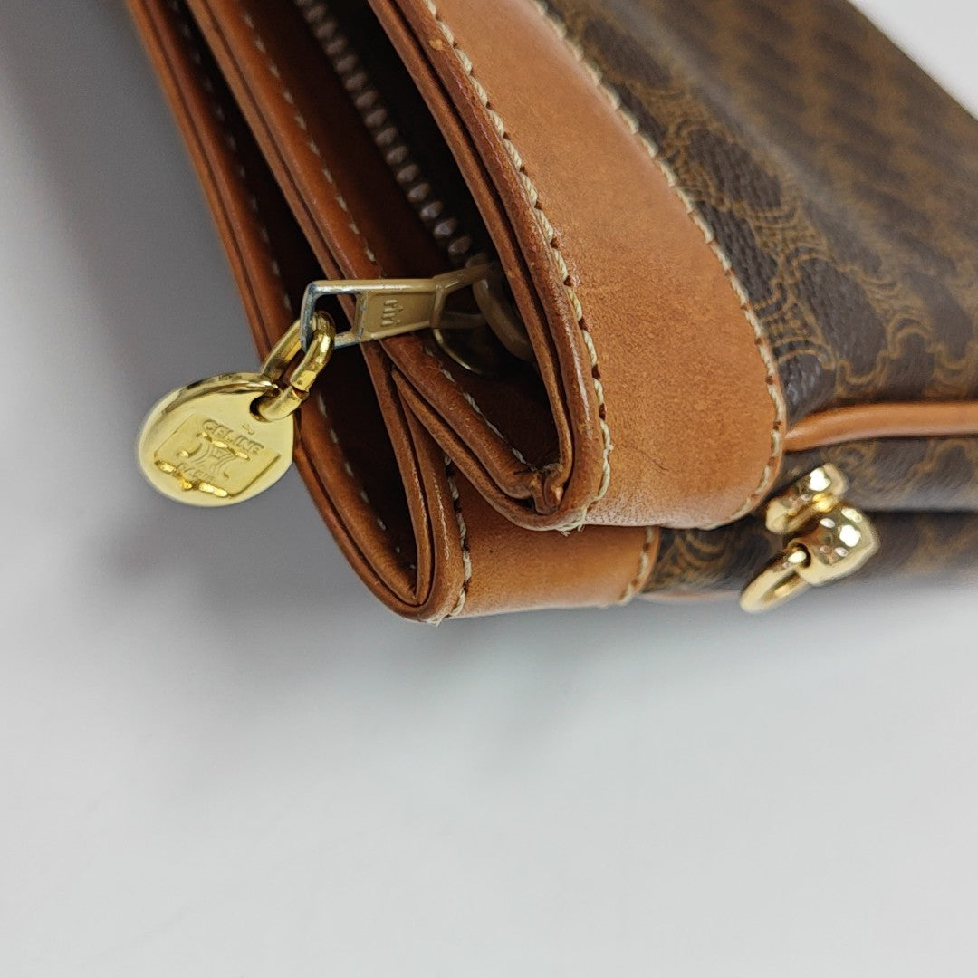 Coated Canvas Shoulder Bag Brown