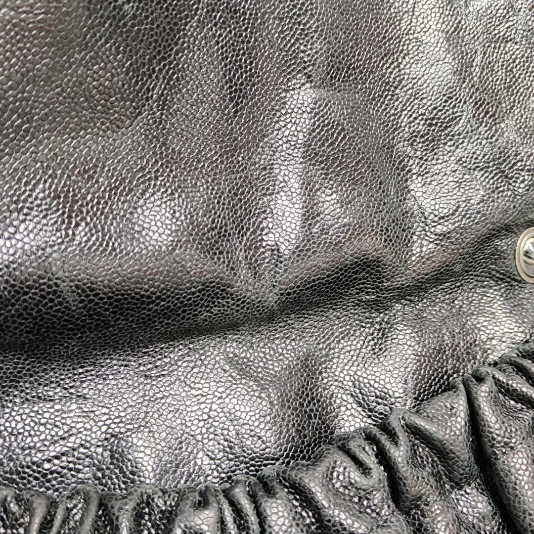 Quilted Grained Calfskin Shoulder Bag Black