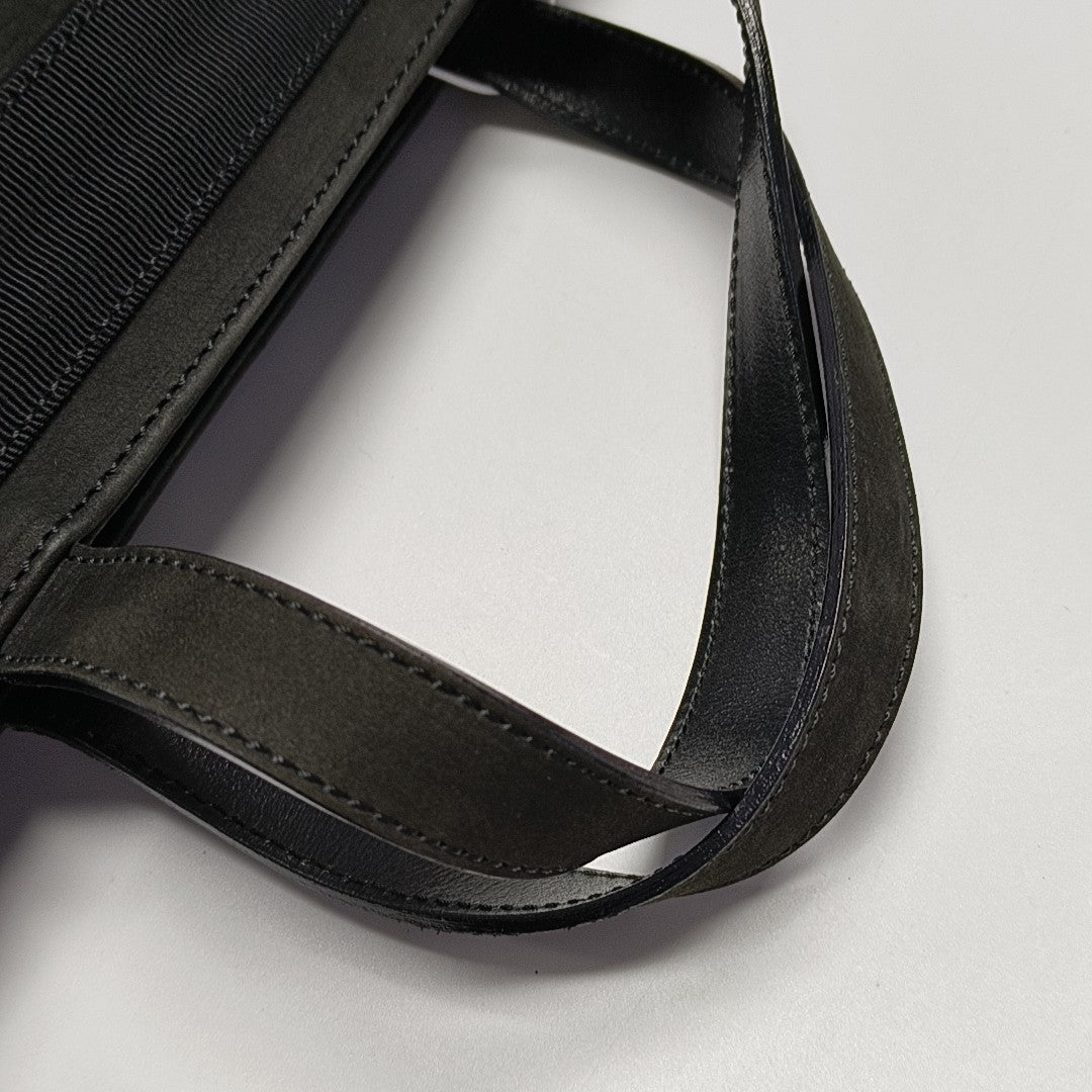Suede Top Handle Bag Black