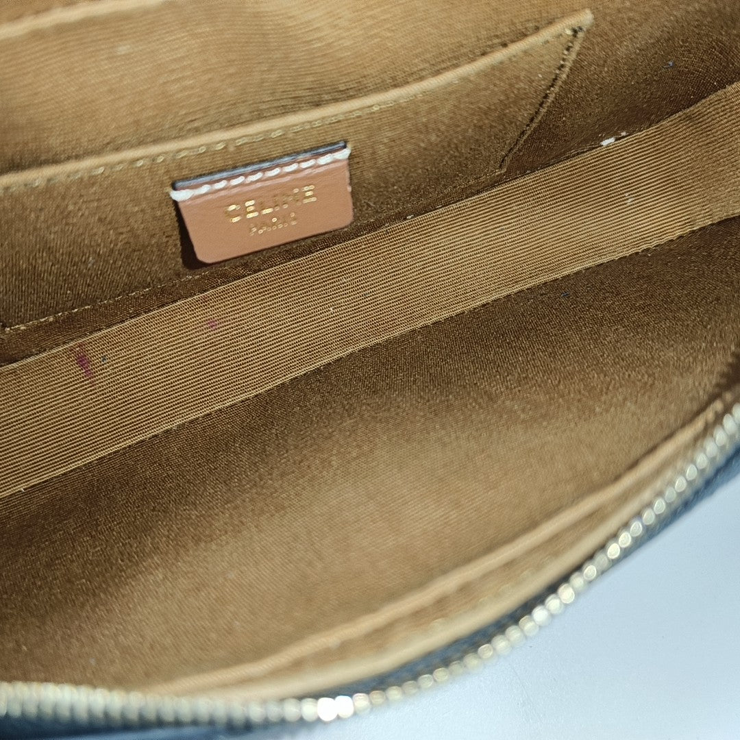 Coated Canvas Shoulder Bag Brown