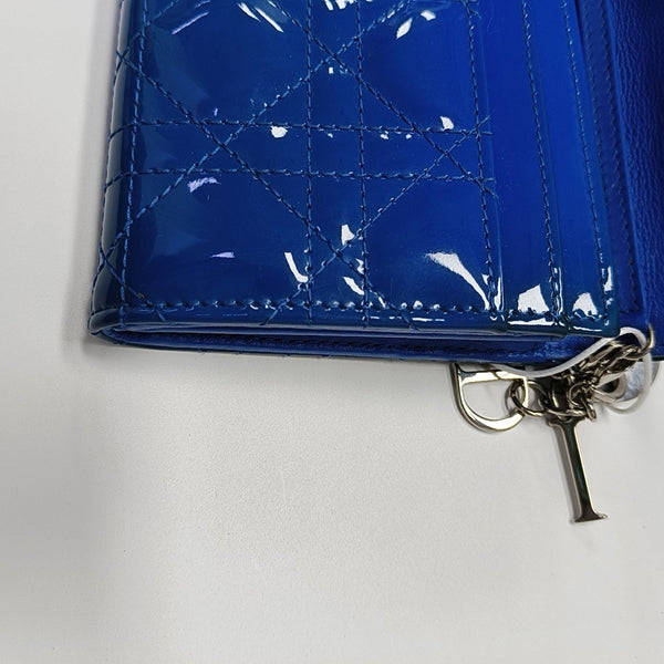 Lady Dior Small Cannage Patent Leather Blue