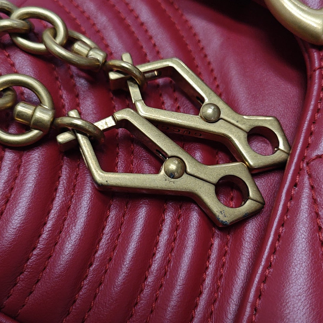 GG Marmont Small Quilted Calfskin Red