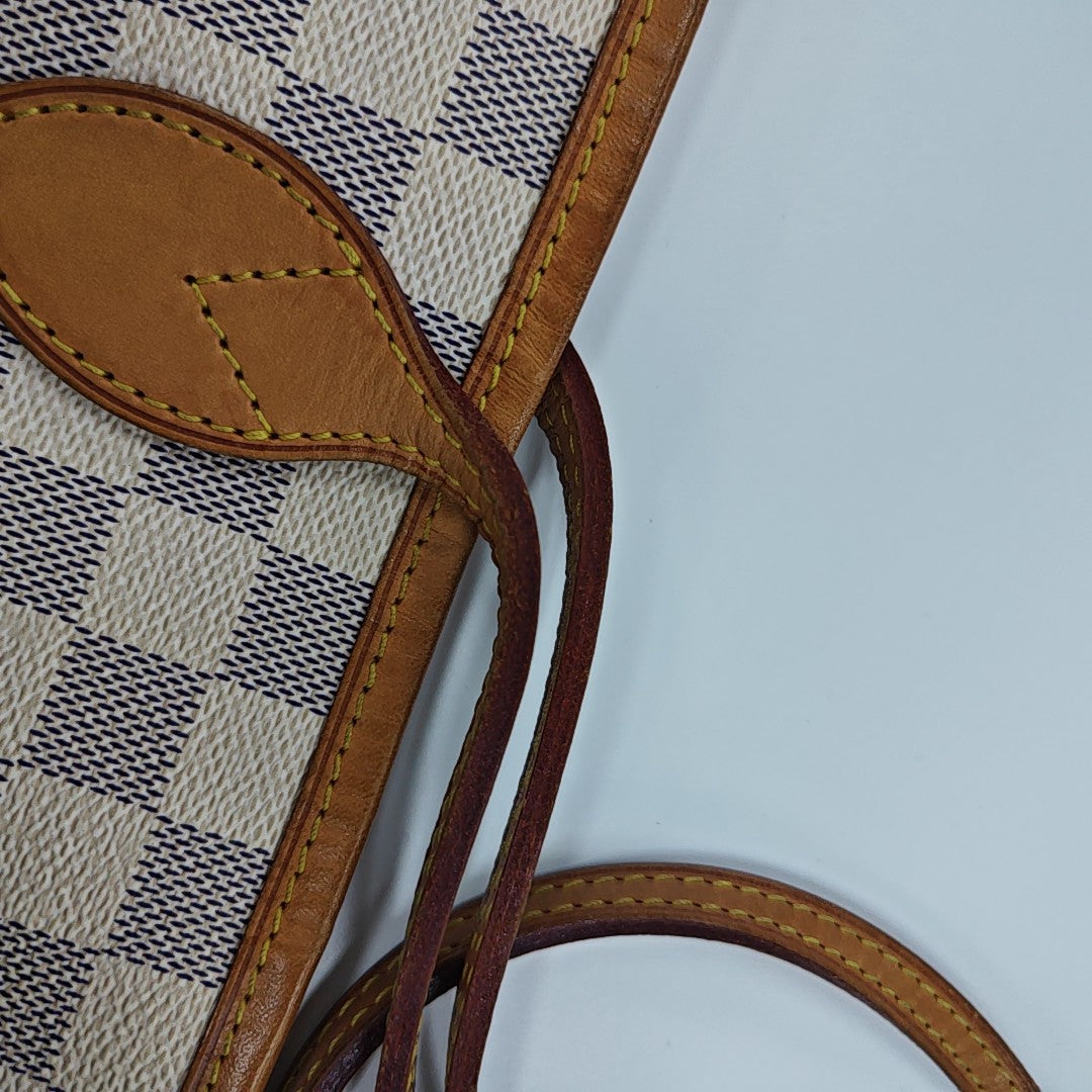 NEVERFULL GM Damier Azur Coated Canvas White