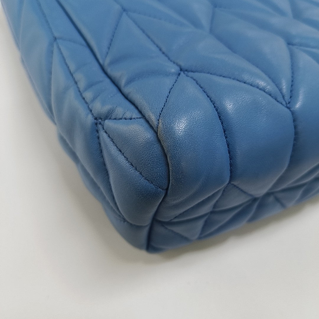 Bow Tote Small Quilted Lambskin Blue