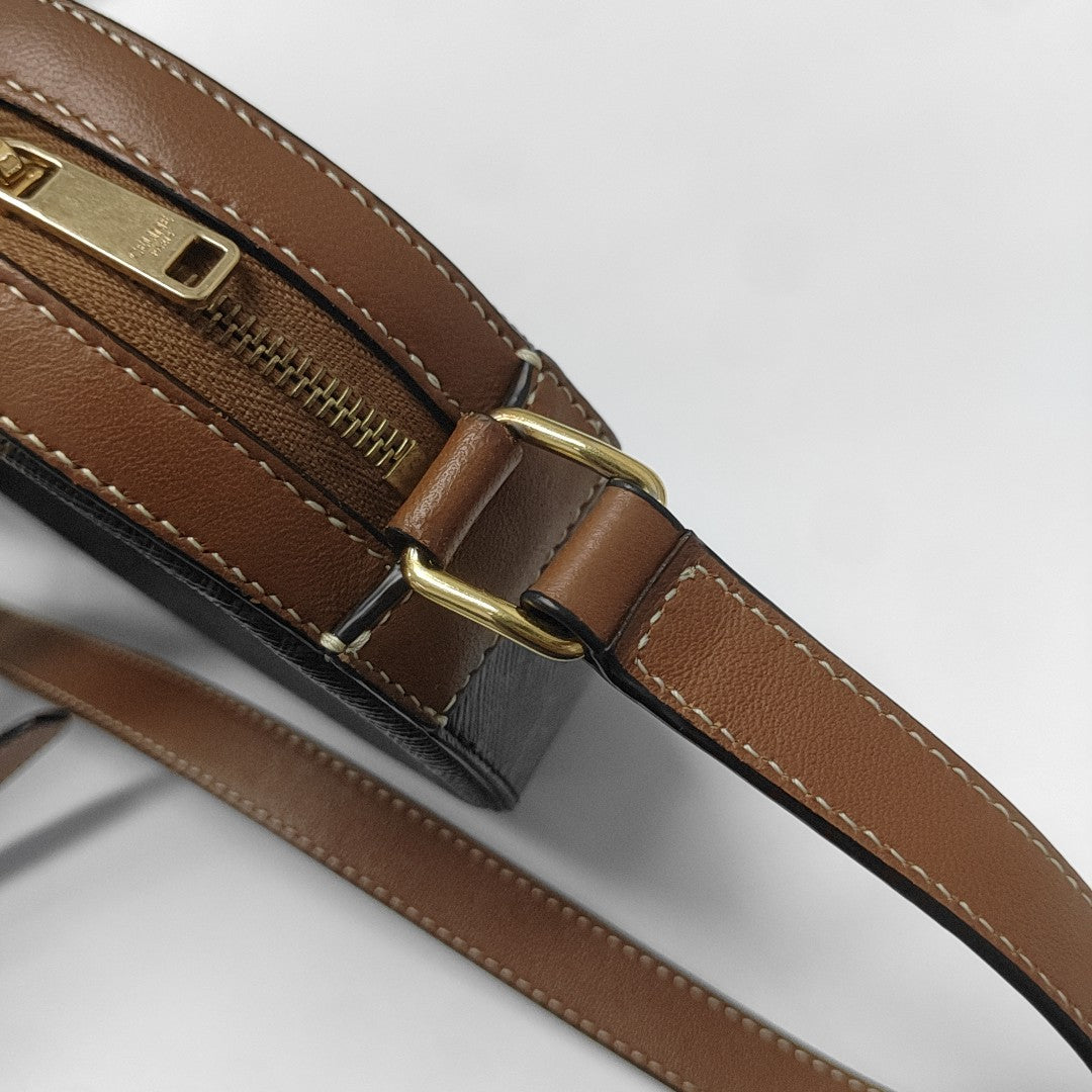 Coated Canvas Shoulder Bag Brown