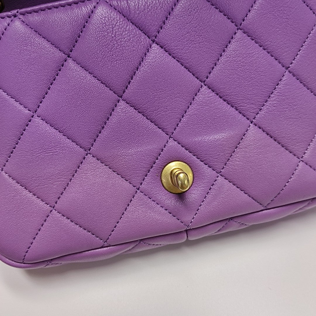 Quilted Lambskin Shoulder Bag Purple