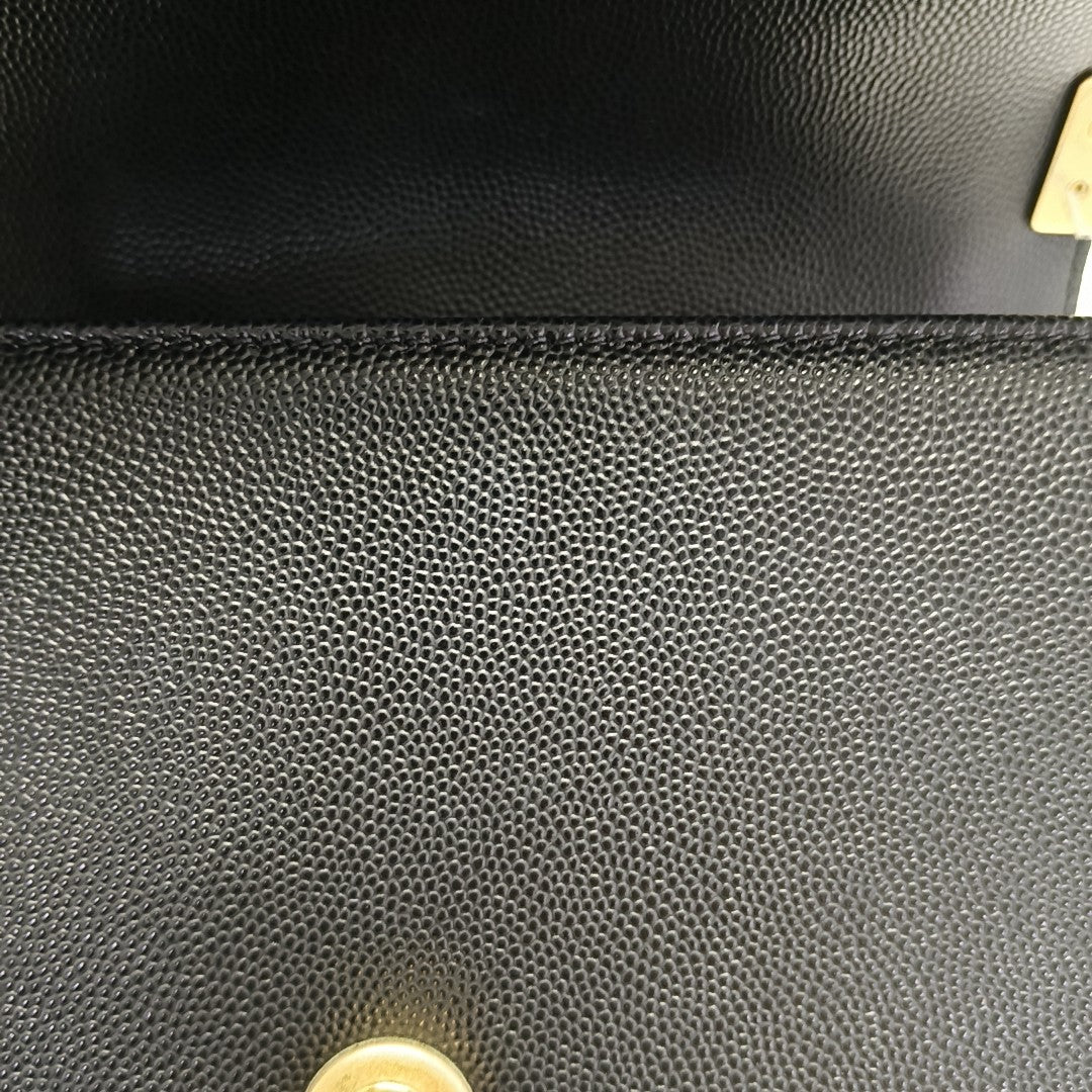 BOY CHANEL Small Quilted Grained Calfskin Black