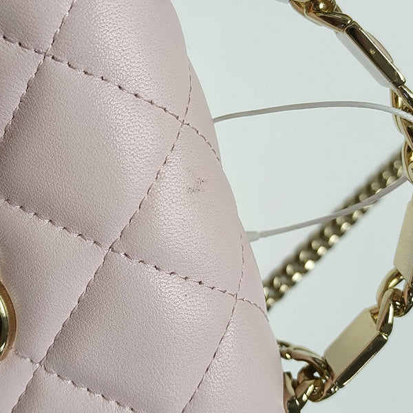 TWO TONE CHAIN HANDLE Quilted Lambskin Pink