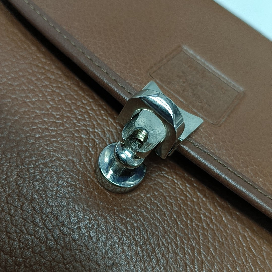 Calfskin Top Handle Bag Brown