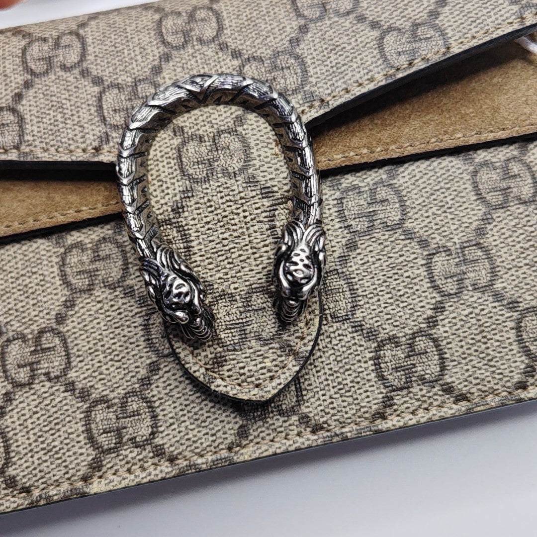 Dionysus Super Mini Monogram Coated Canvas Beige