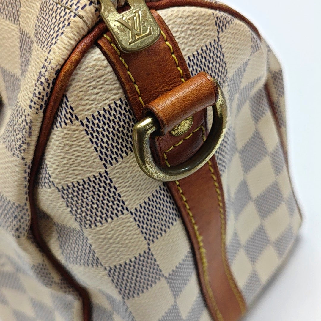 SPEEDY 25 Damier Azur Coated Canvas White