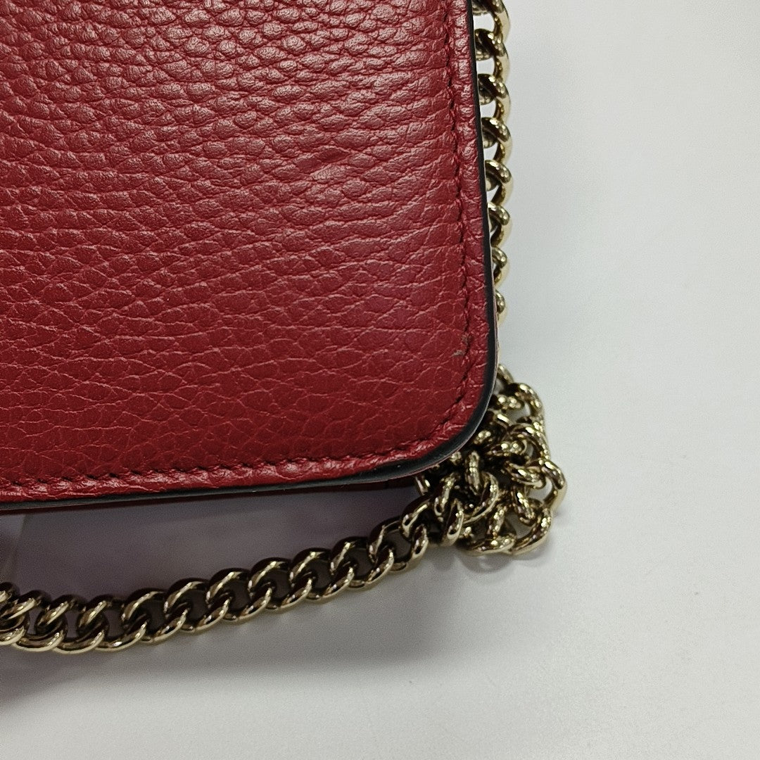 Interlocking G Small Calfskin Red