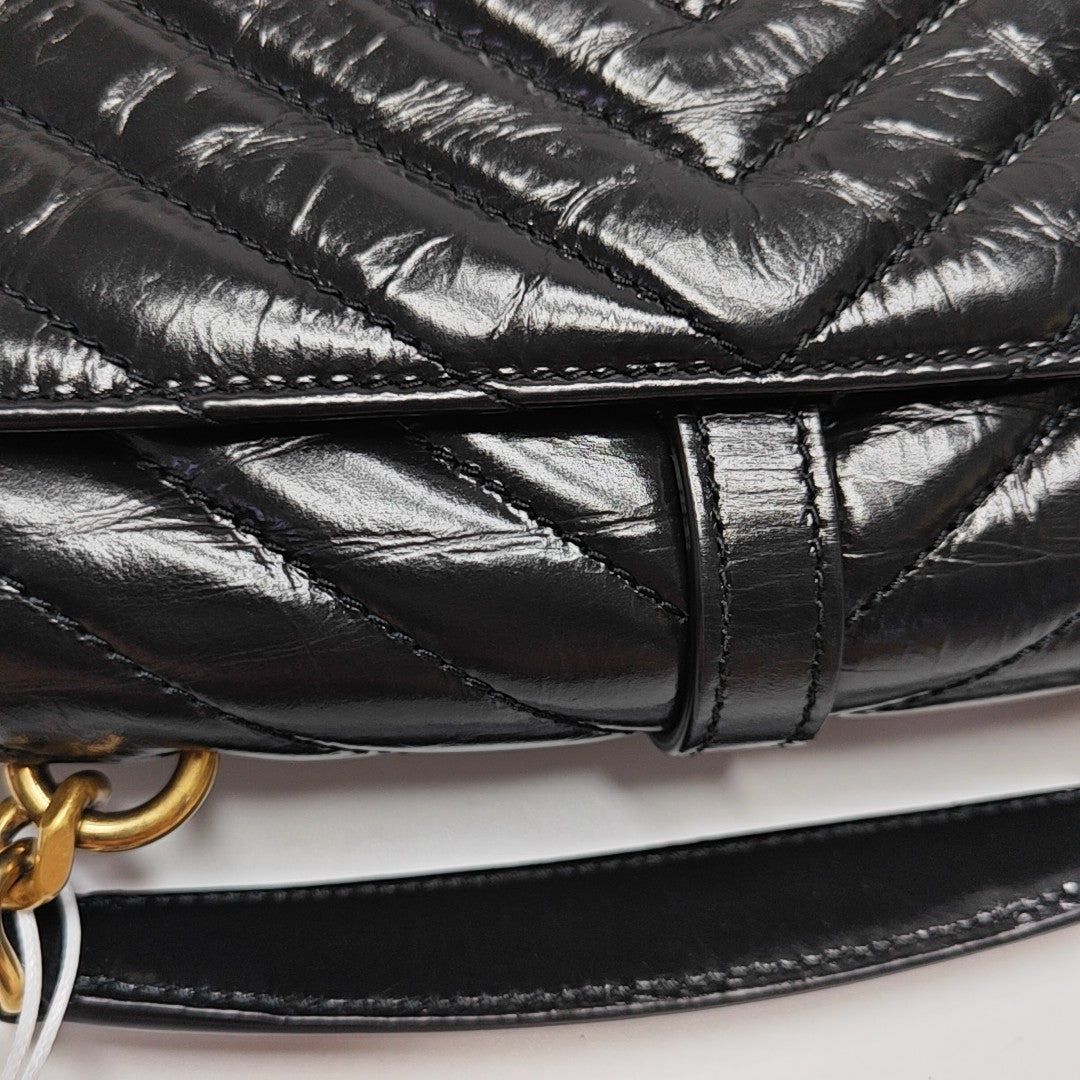 ENVELOPE Small Chevron Calfskin Black