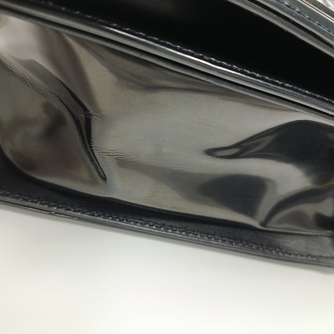 BOY CHANEL Large Quilted Patent Leather Black