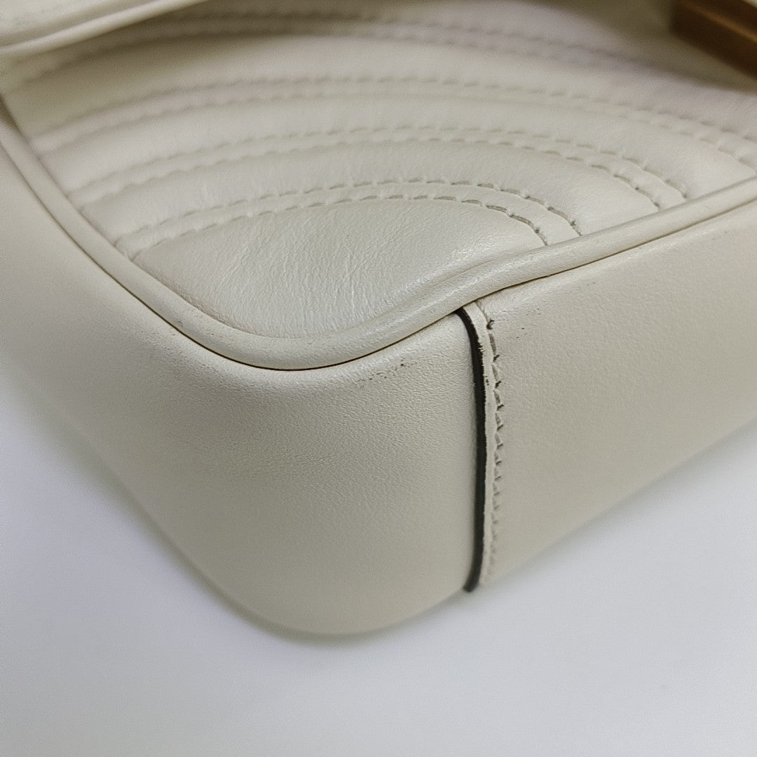 GG Marmont Small Quilted Calfskin White