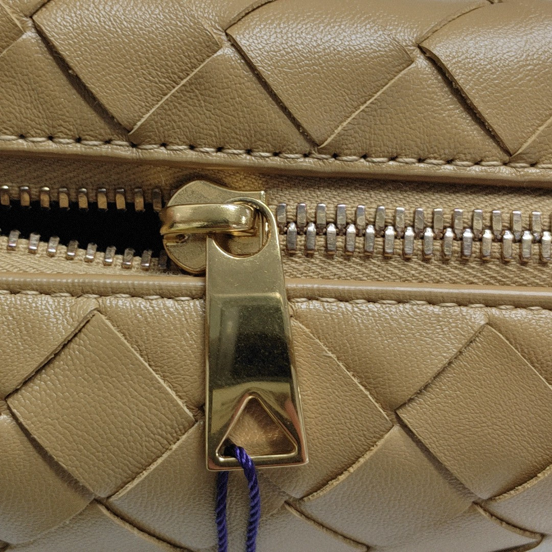 Lambskin Top Handle Bag Brown