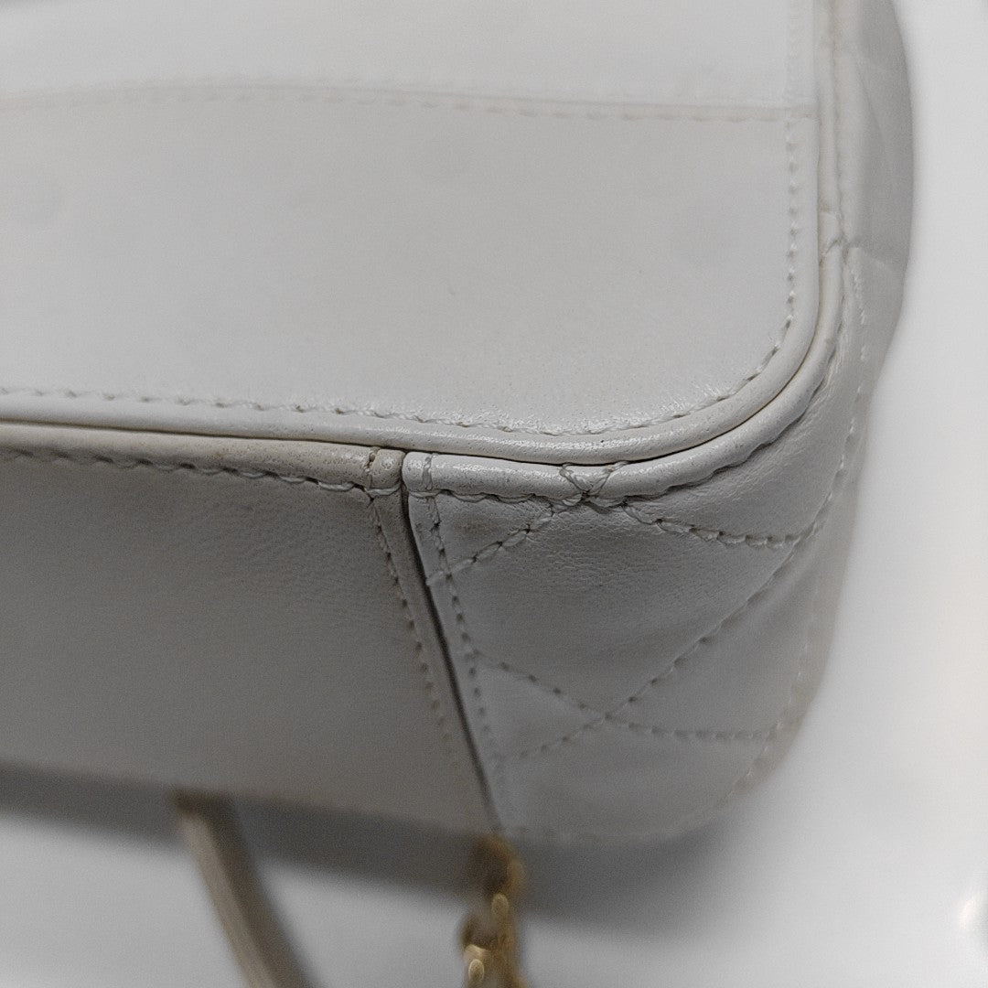 Quilted Lambskin Shoulder Bag White
