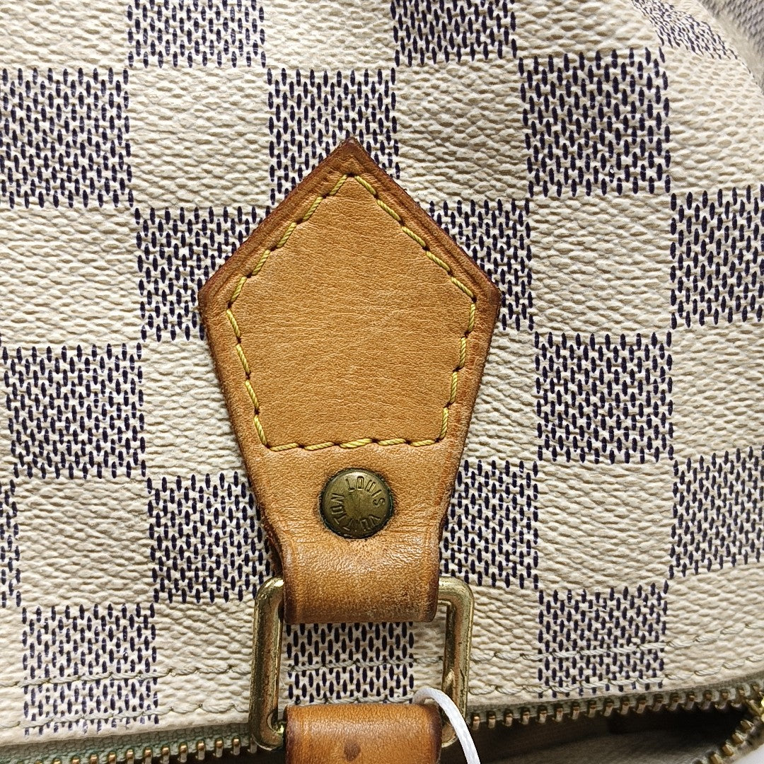 SPEEDY 25 Damier Azur Coated Canvas White