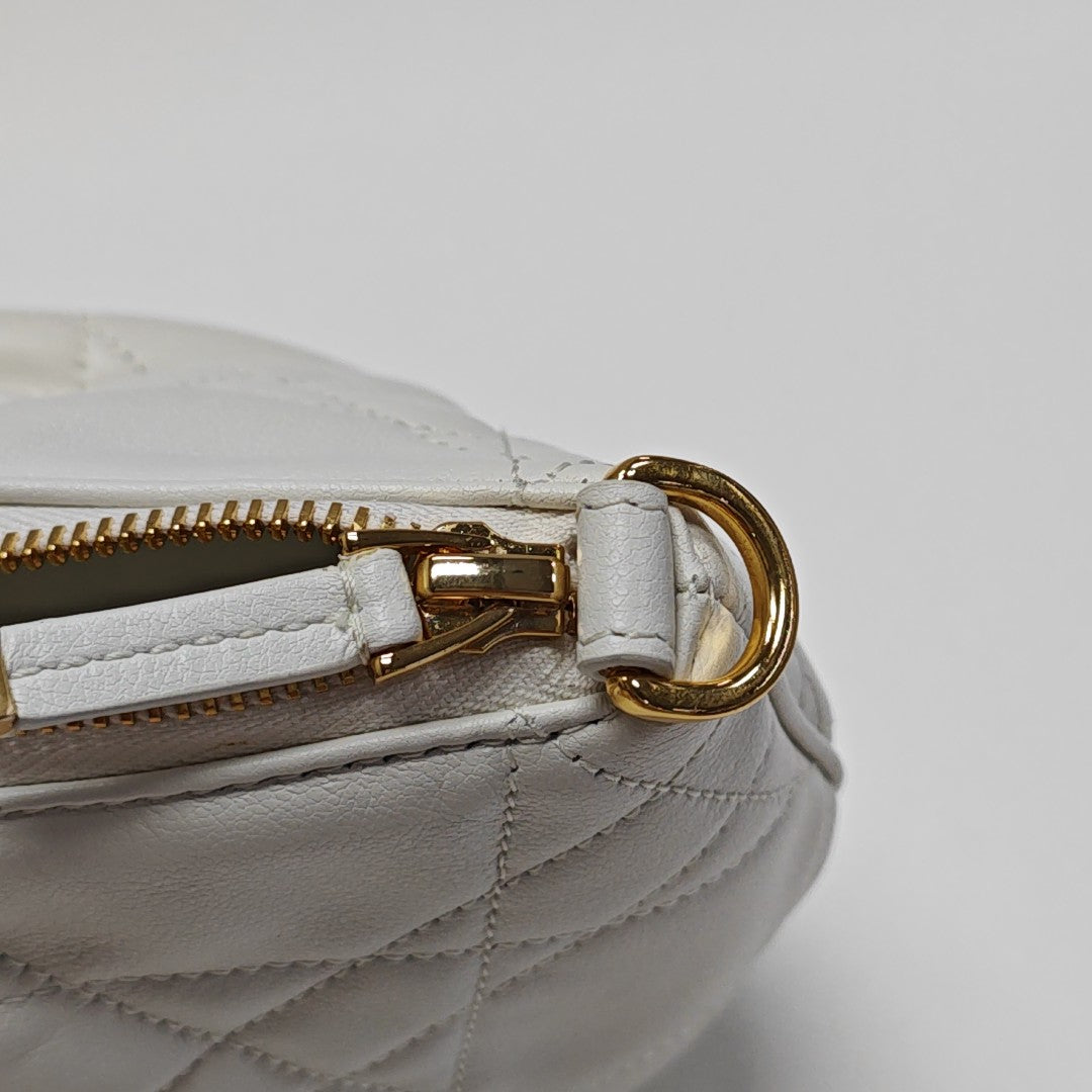 Cannage Calfskin Shoulder Bag White