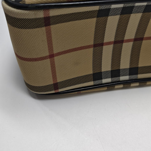 Coated Canvas Top Handle Bag Beige