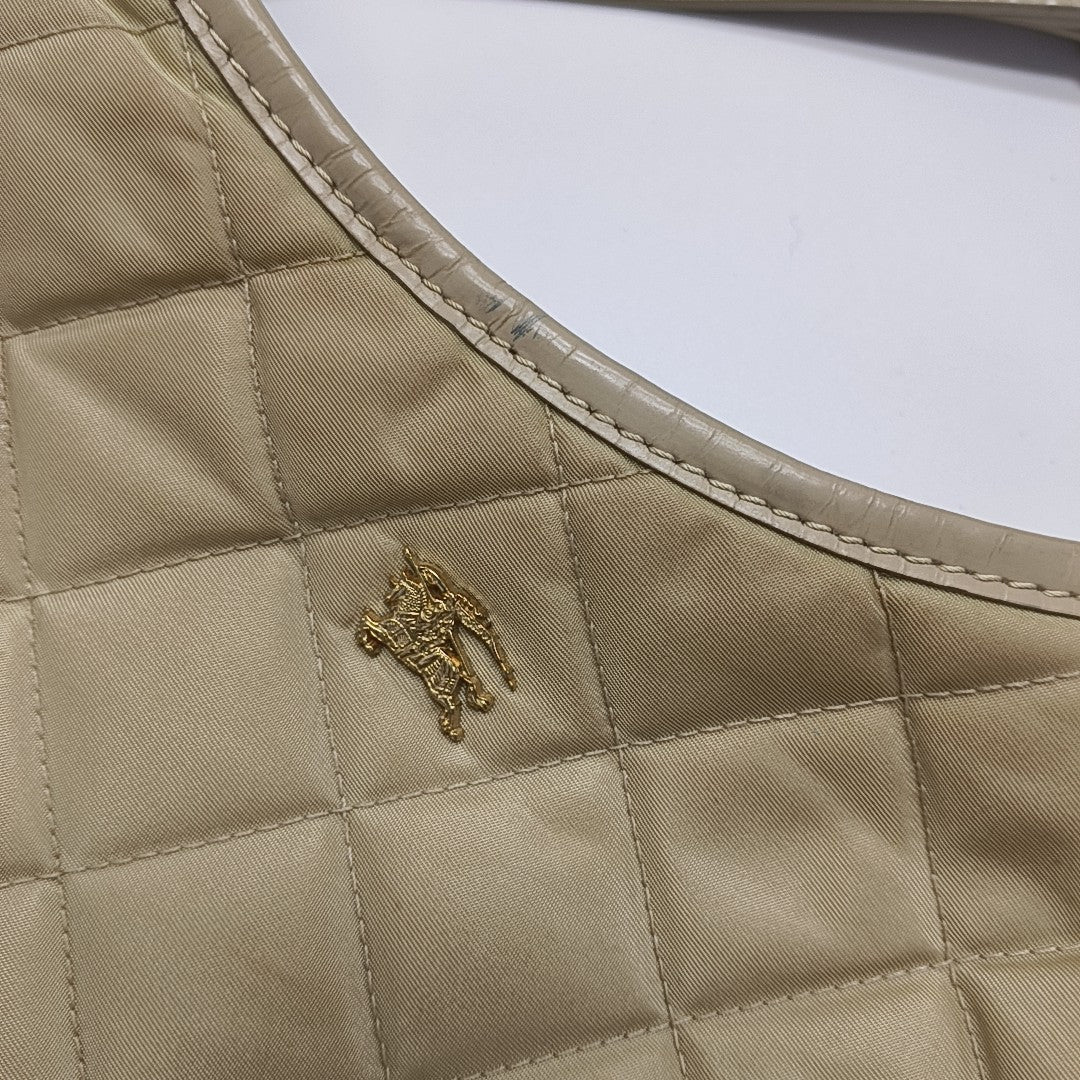 Quilted Nylon Shoulder Bag Beige