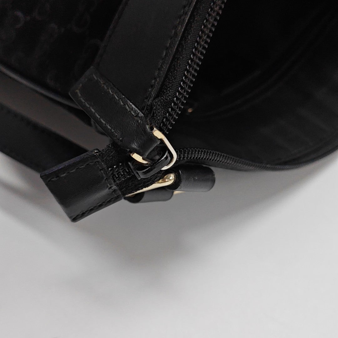 Monogram Suede Shoulder Bag Black