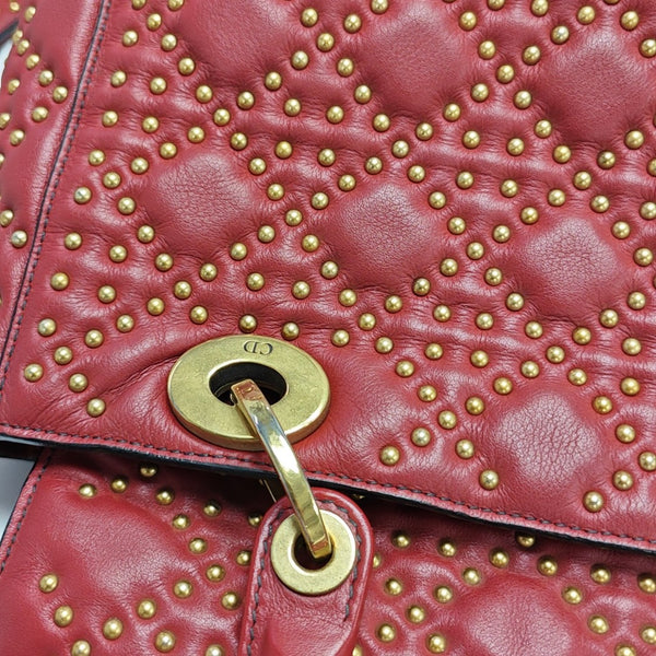 Lady Dior Mediano Piel de Becerro Roja