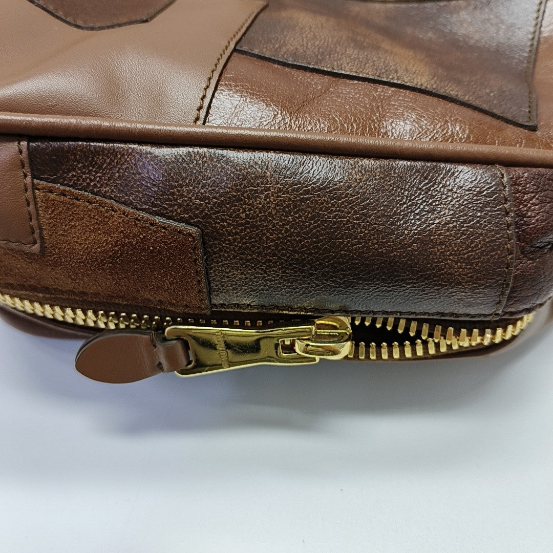 Calfskin Top Handle Bag Brown