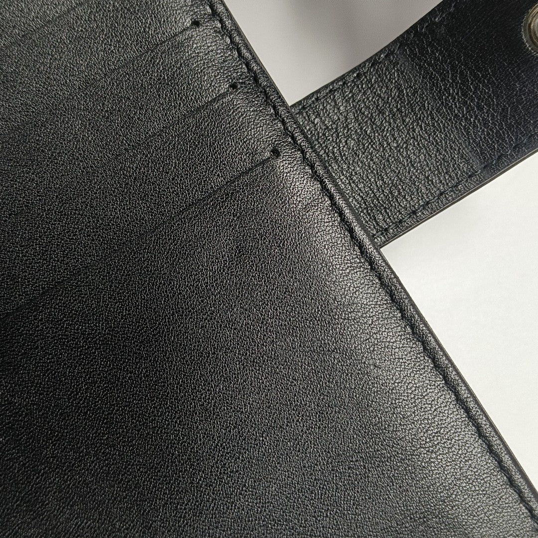 Quilted Patent Leather Wallet Black
