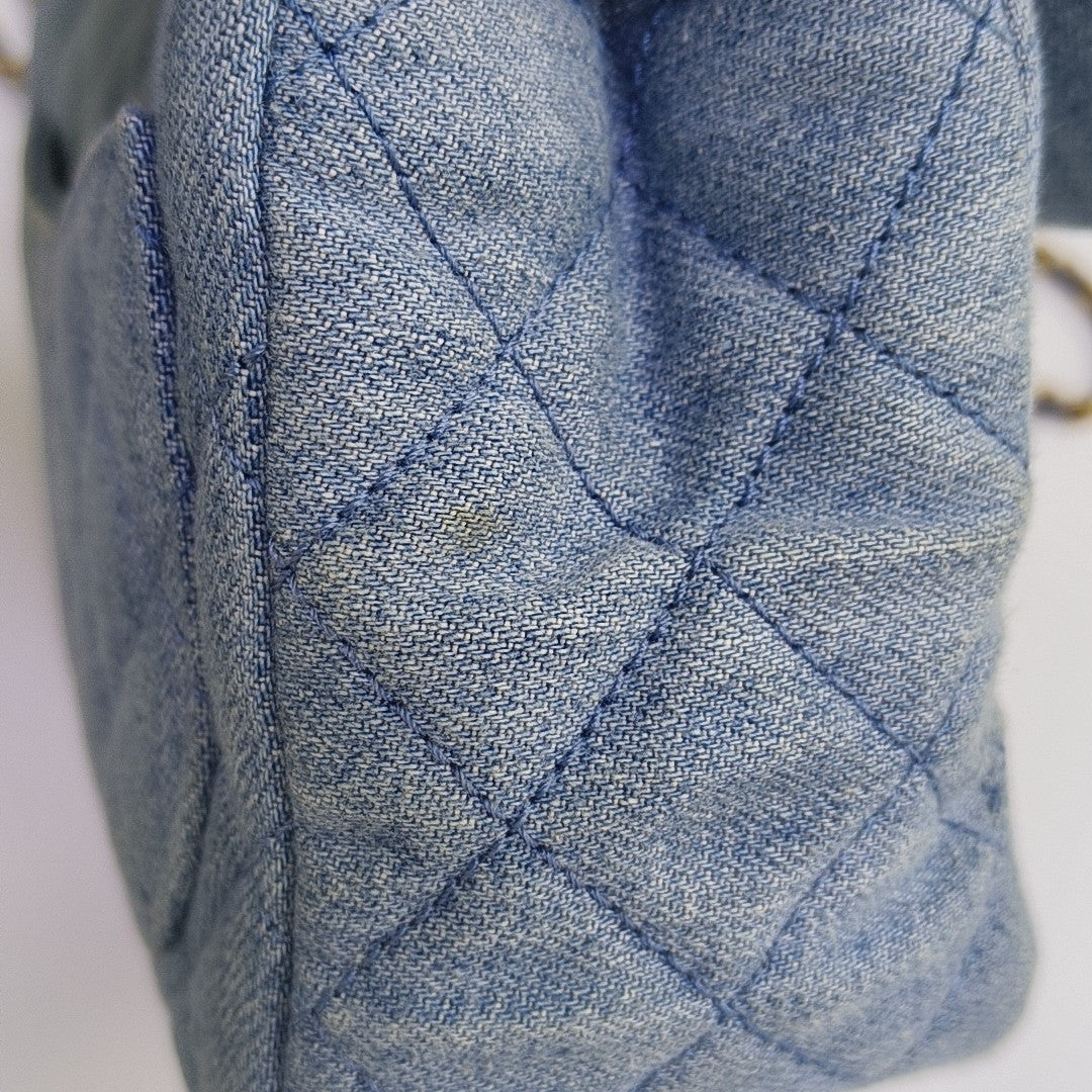 CLASSIC FLAP Mini Quilted Denim Blue