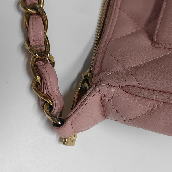 Quilted Grained Calfskin Top Handle Bag Pink