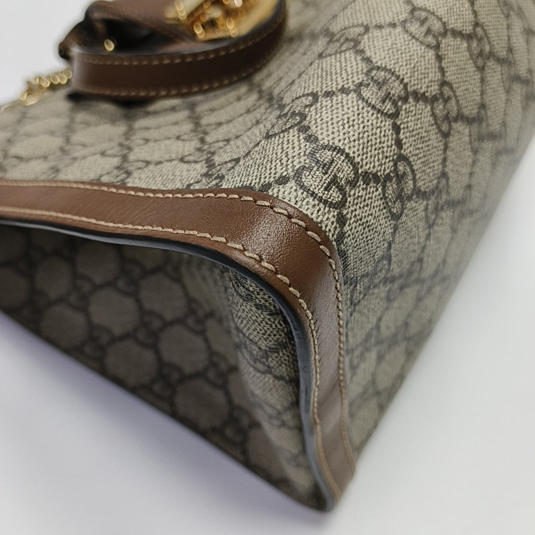 Padlock Medium Monogram Coated Canvas Beige