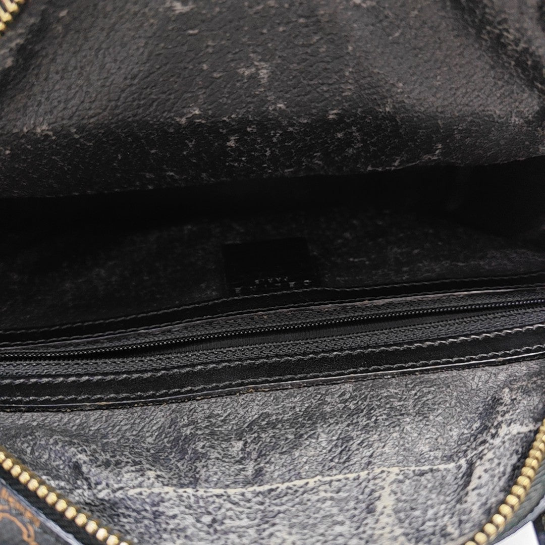 Coated Canvas Top Handle Bag Brown