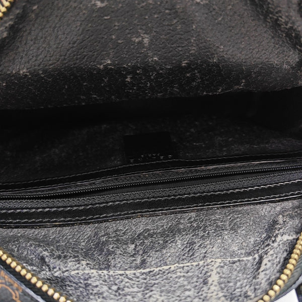 Coated Canvas Top Handle Bag Brown