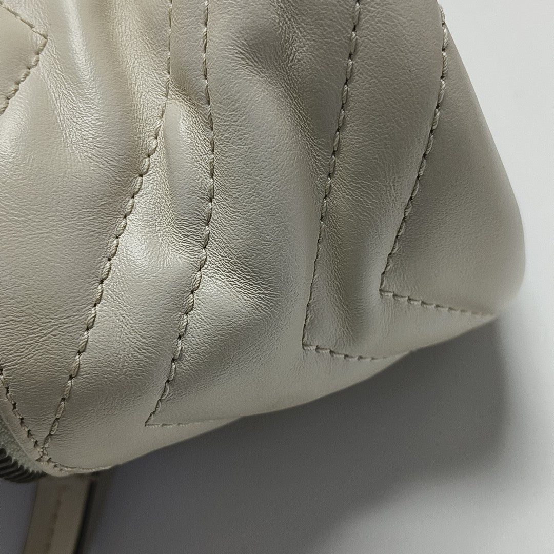 GG Marmont Mini Quilted Calfskin White