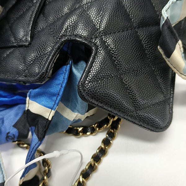 Quilted Grained Calfskin Shoulder Bag Black