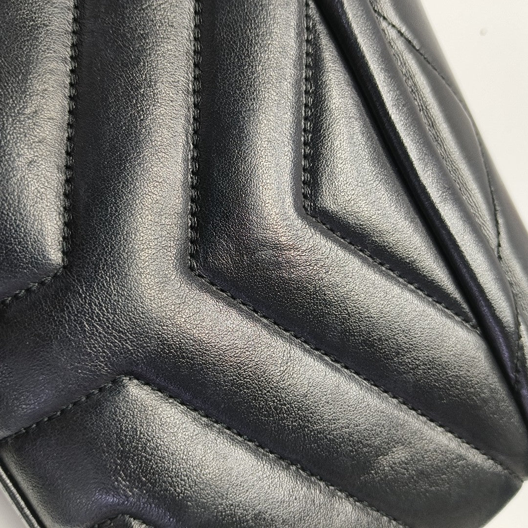 LOULOU Extra Small Chevron Calfskin Black