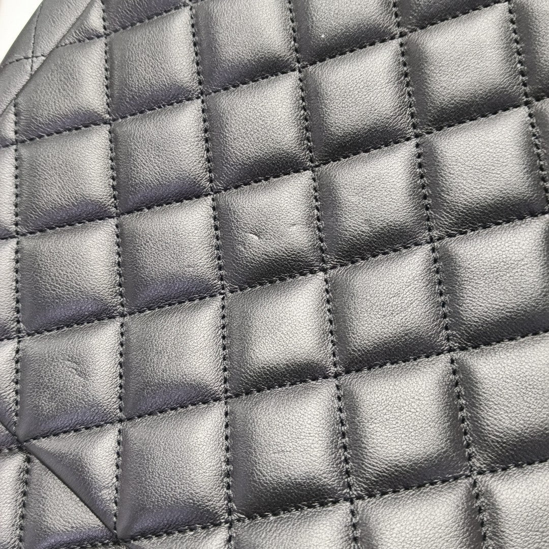 Quilted Calfskin Tote Bag Large Black