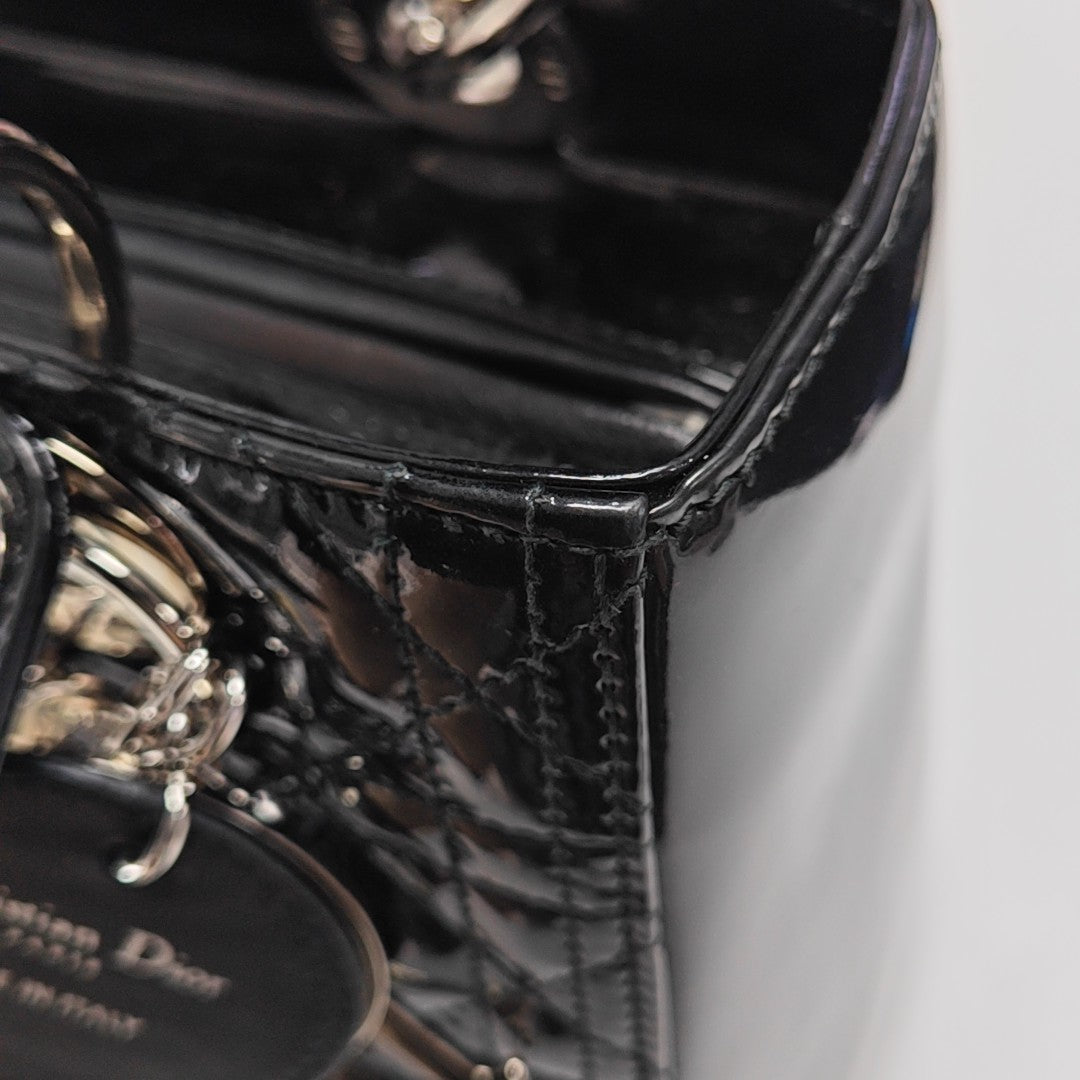 Lady Dior Medium Cannage Patent Leather Black