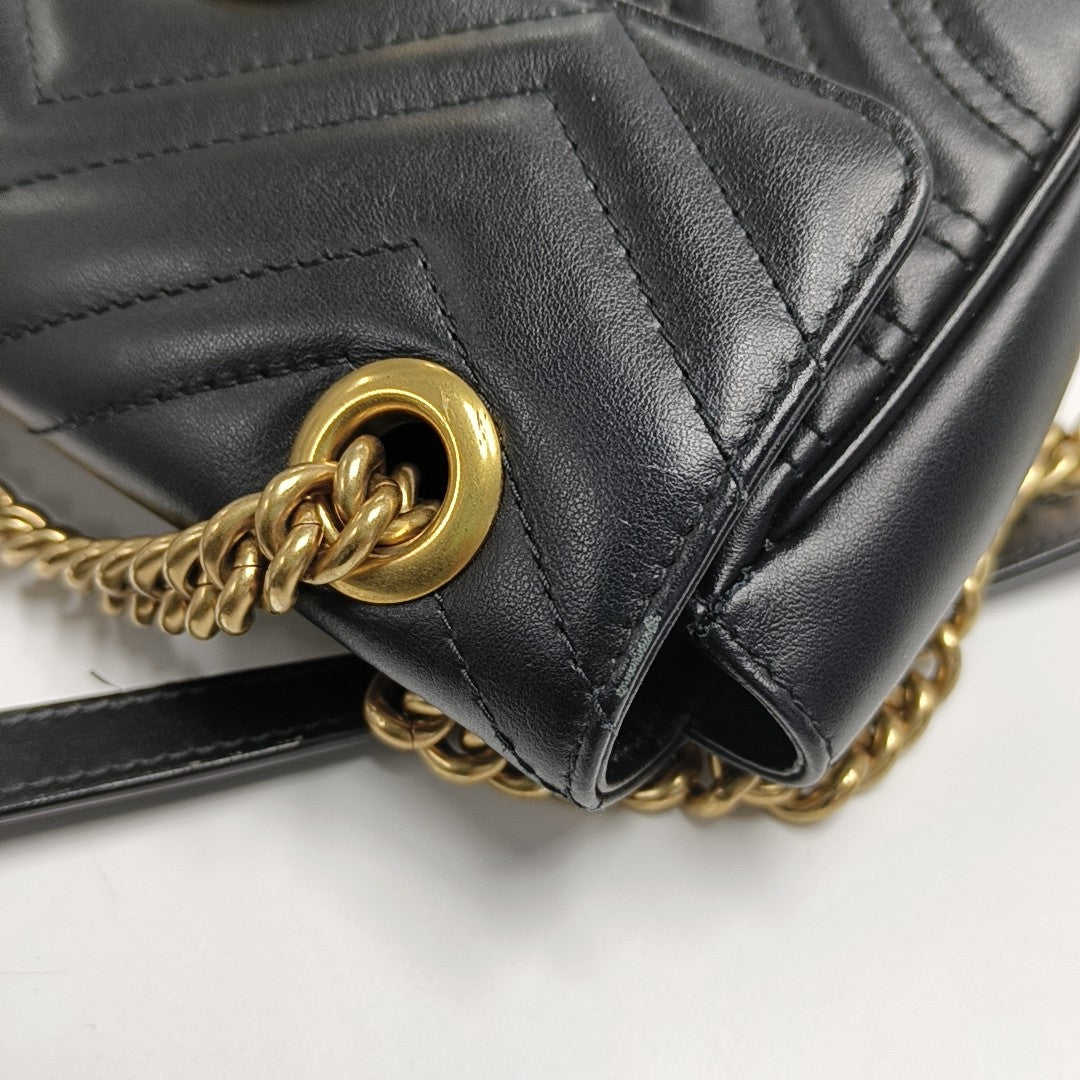 GG Marmont Small Quilted Calfskin Black