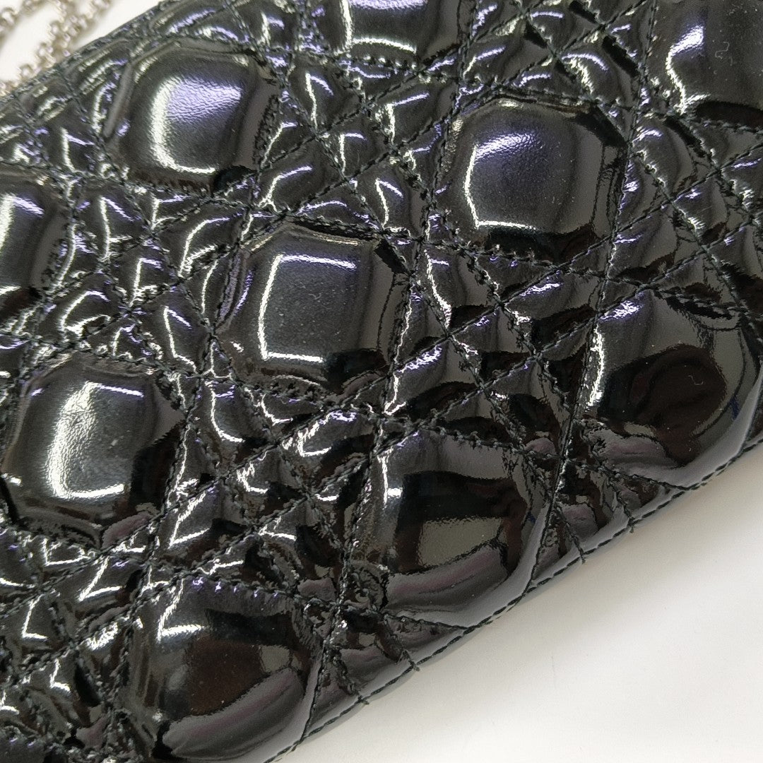 Lady Dior Medium Cannage Patent Leather Black