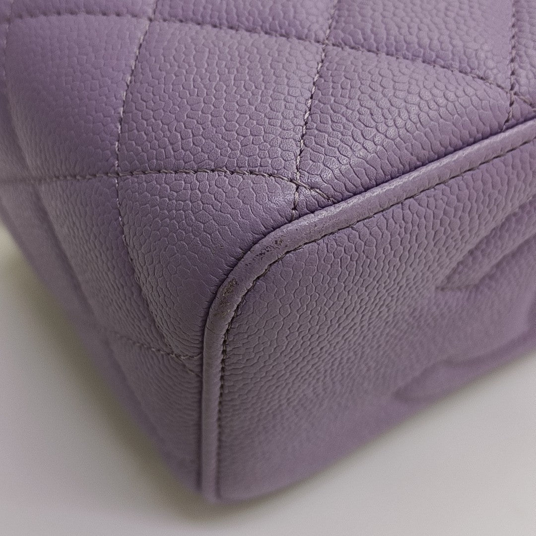 VANITY CASE Small Quilted Grained Calfskin Purple