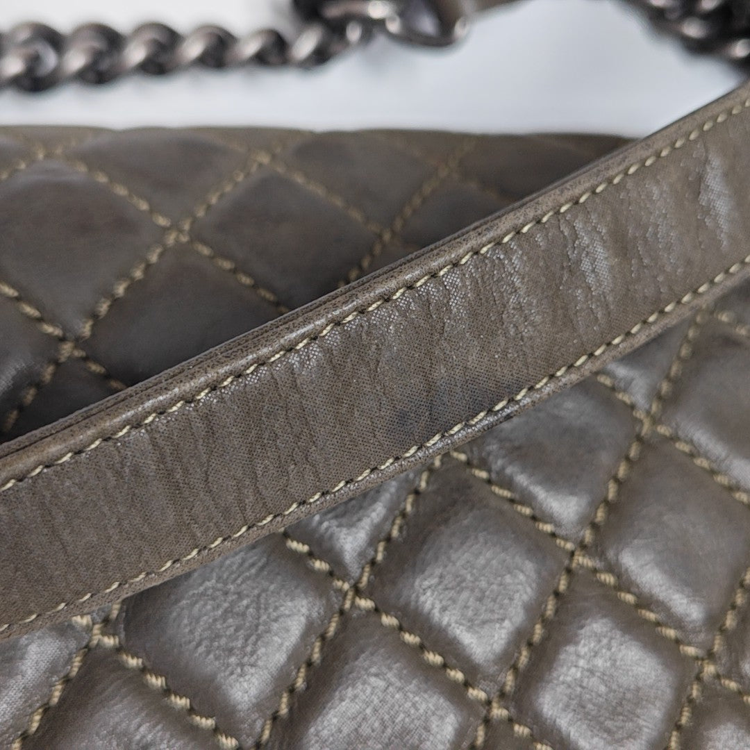 BOY CHANEL Medium Quilted Calfskin Gray