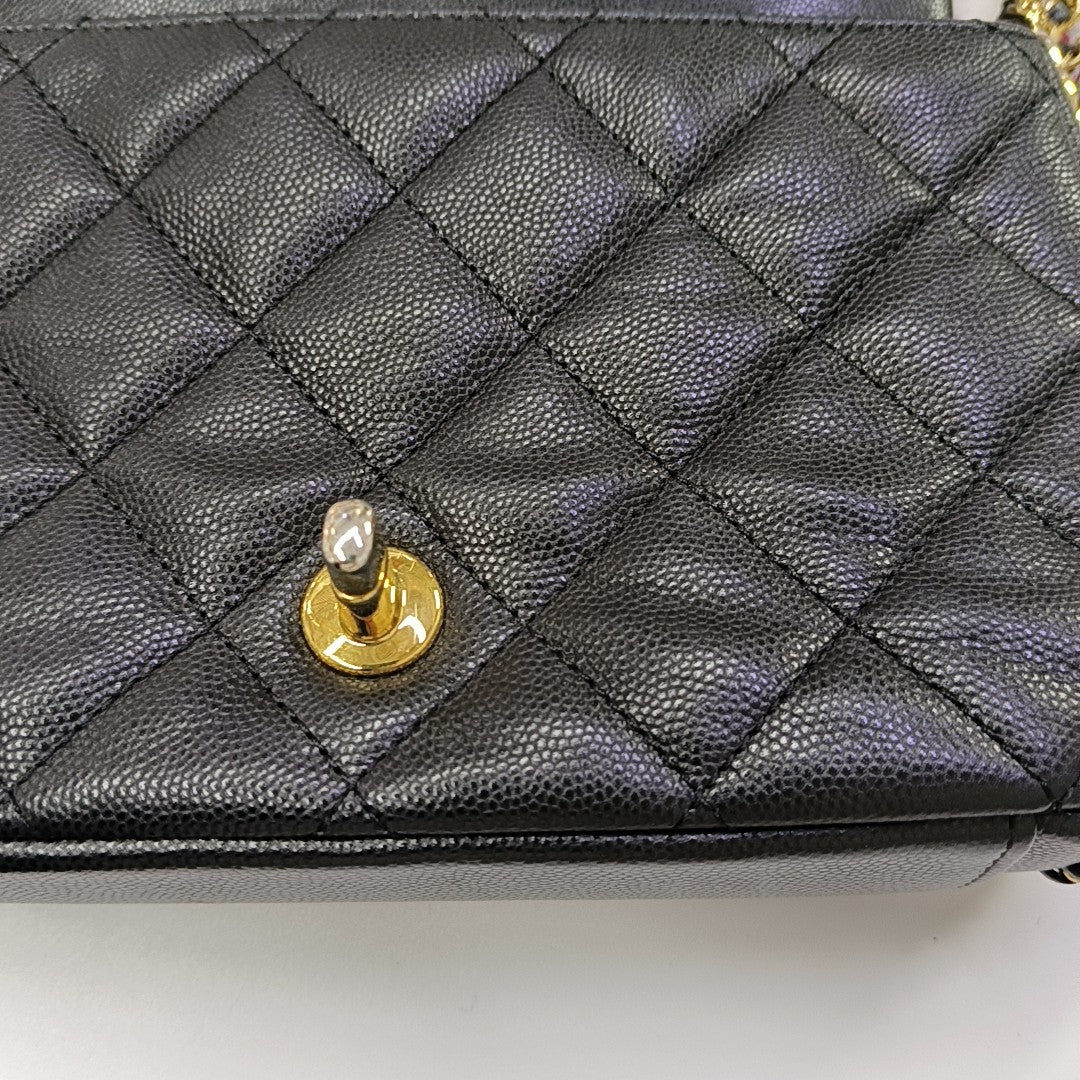 23C Mini Quilted Grained Calfskin Black